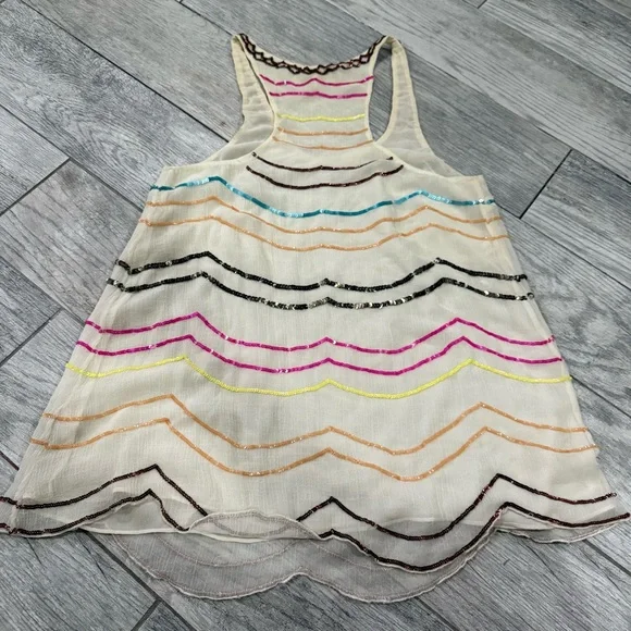 Free People Colorful Sequins Embroidered Flowy Sleeveless Top Size Small - Picture 6 of 11